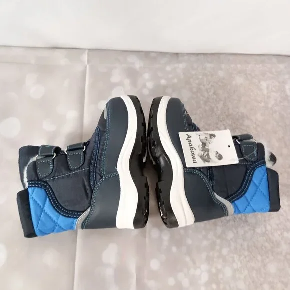 Apakowa Boys Winter Snow Boots Navy Blue Toddler Size 24 Warm New - Picture 7 of 7